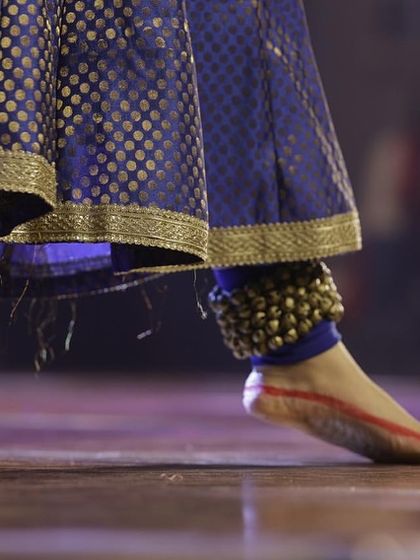 A close-up of the intricate footwork and 'ghungroos' during the 'Taraana' performance at Varshik Utsav 2024.