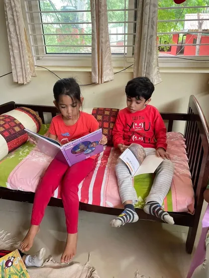 Beyond our group sessions, we are a library where children can find a quiet corner to explore books together. Our space is designed for kids to comfortably discover new worlds on their own terms.