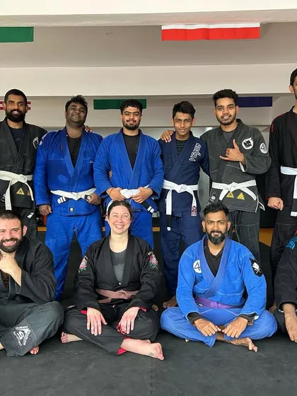 The team after a Gi session with Coach Almine. A great mix of belts and experience levels, all learning together.