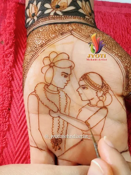 This image shows the initial line work for a bride and groom portrait. We start with the basics of proportion and structure before moving on to shading and detailing.