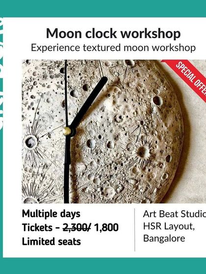 Introducing our new Moon Clock workshop! This poster details the special offer for this unique textured paint workshop.