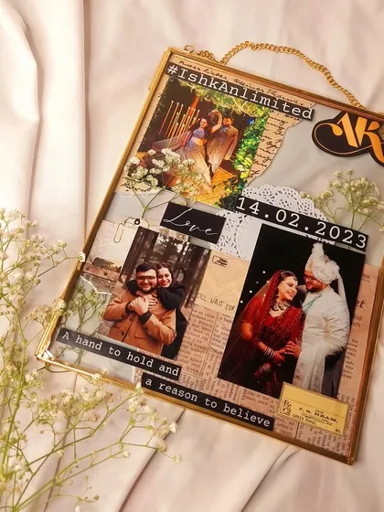 I believe in turning memories into timeless art. This vintage-style glass frame is a beautiful way to collage your favorite photos, notes, and moments, creating a personalized keepsake that tells your unique love story.