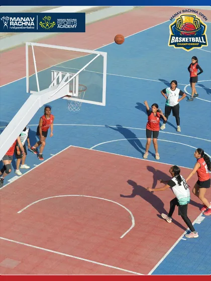 A perfect shot during a women's game. Our events are held on well-maintained, professional-standard basketball courts, allowing for high-quality play.