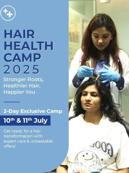 We invite you to our exclusive Hair Health Camp. This is a great opportunity to get a free consultation with our experts and access our most advanced hair restoration treatments, like GFC, PRP, and Exosome Therapy, with special offers.
