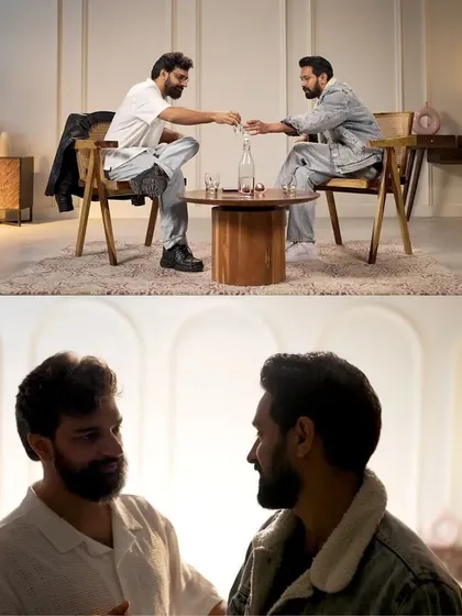 The French window set provides a warm, lifestyle aesthetic perfect for interviews and talk shows. Here, it was styled into a comfortable living room for the 'Unfiltered by Samdish' episode with Vikrant Massey, showcasing its adaptability for video production.