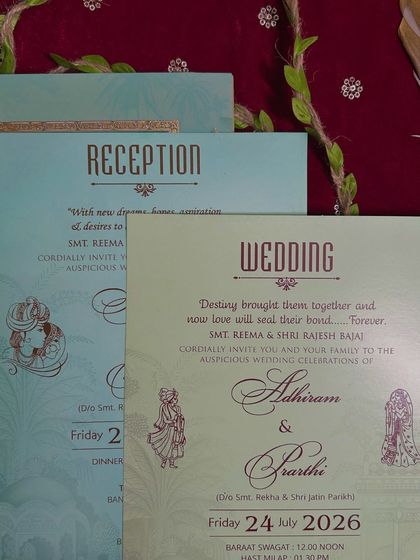 A pastel green and blue set of inserts, showcasing how different colors can be used for various events while maintaining a cohesive design.