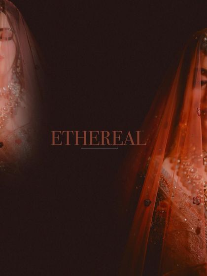 An ethereal and artistic bridal portrait. The use of veils and soft lighting creates a dreamy and mysterious mood, highlighting the bride's delicate features.