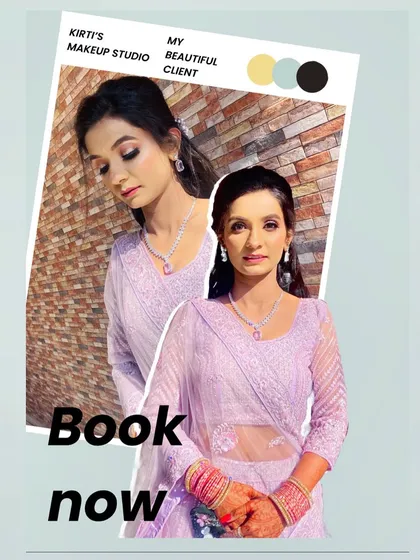 A soft and elegant party look in a lovely lilac outfit. This collage shows how I create a cohesive look, matching the makeup tones to the client's attire for a harmonious and sophisticated result.