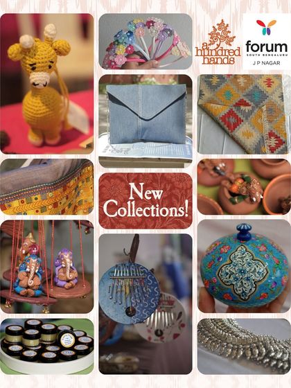 A small glimpse of what's to come. This collage showcases the variety of handmade treasures, from crochet toys and clay Ganeshas to rugs and silver jewellery.