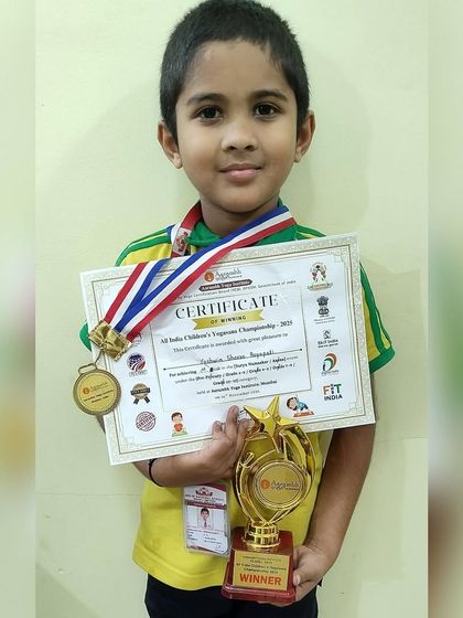 Congratulations to Yashwin Boyapati from Karnataka for winning 1st Prize in Surya Namaskar. It is inspiring to see children like him practice yoga with such dedication and achieve excellence at a young age.