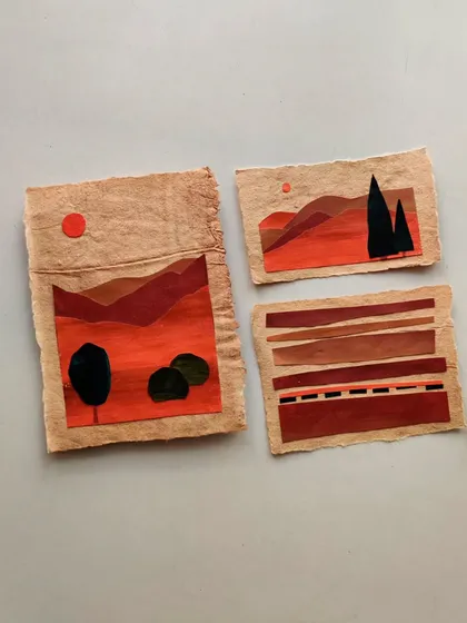 The full set of my scrap paper collages. It's amazing what you can create from things others might consider waste.