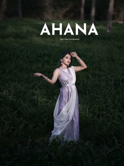 A similar shot from the "Ahana" series, capturing a different pose that conveys a sense of freedom and connection with nature.