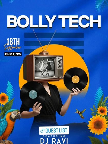 This poster for a 'Bolly Tech' night at Nolimmits captures the retro-modern fusion that my sound is all about.