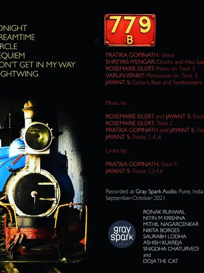 The tracklist and credits for the 'Nightwing' EP. As you can see, I contributed vocals and also wrote the lyrics for the song 'Don't Get In My Way'. It was an honor to work with such an amazing team.