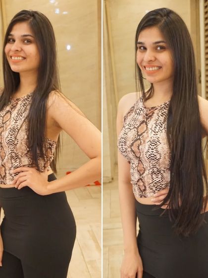This client is all smiles with her new, slightly longer and fuller hair. A great example of a natural-looking enhancement.