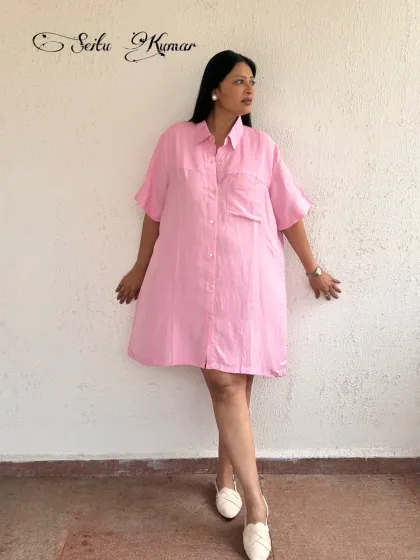 Another way to style the pink shirt dress from my label. It’s a piece designed to be a canvas for your own personal style.