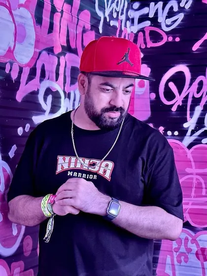 A portrait of me against a graffiti wall at the festival in Pattaya.