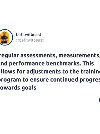 A fact about personal training: We use regular assessments, measurements, and performance benchmarks to adjust the training program and ensure continued progress.