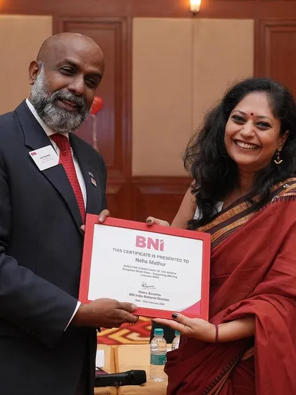 It's always an honor to be recognized for my work and contribution to the business community. This award from BNI Bangalore fuels my passion for helping professionals achieve their goals through image management.