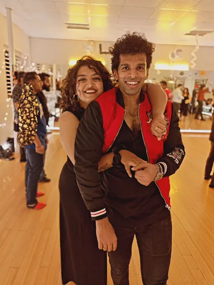 A fun photo of two students enjoying the Halloween festivities. Our studio socials are a great way to connect with the LDI community.