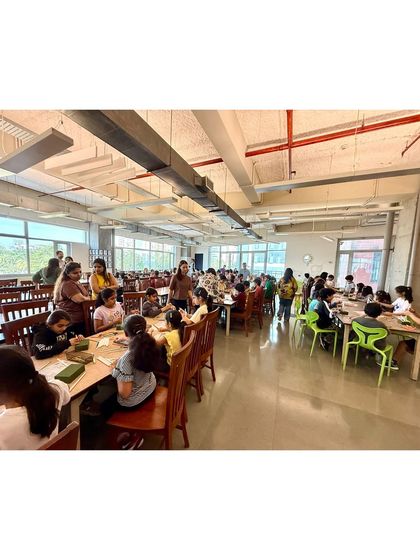 A wide view of our bustling workshop, filled with students exploring the possibilities of upcycled art. It was a day of collaboration, learning, and making our planet a little greener through creativity.