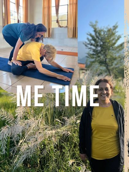 A collage with the words "ME TIME," highlighting that the ATTC is a chance to step away from daily life and focus on your own practice and self-development.