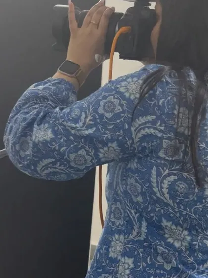 Our photographer in her element, capturing shots for a fun and bright skincare campaign.