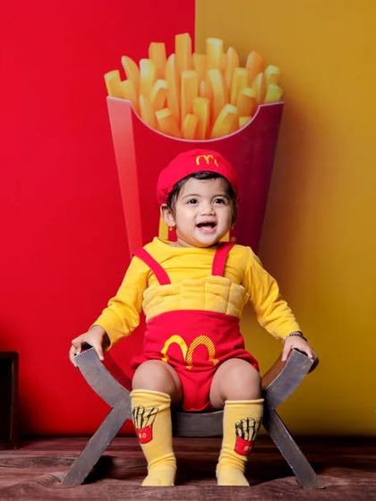Fries before cries. This baby has their priorities straight in our super fun McDonald's themed photoshoot.