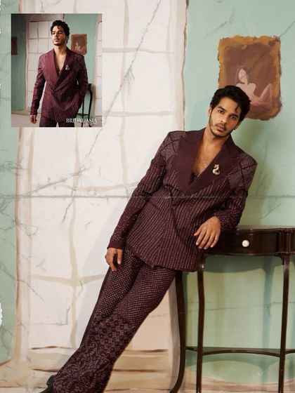 Another creative shot from the Bridal Asia magazine feature with Ishaan Khatter. My grooming work ensures his skin looks even and fresh, complementing the high-fashion styling.