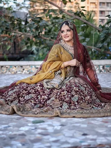 Another angle of this beautiful, classy bridal look. The natural outdoor setting adds a soft, romantic feel to the photo.
