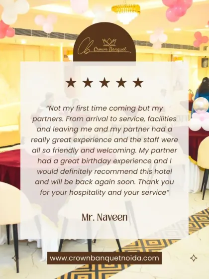 Mr. Naveen, a returning guest, notes the friendly and welcoming staff that made his partner's birthday a great experience. We love welcoming our guests back again and again.
