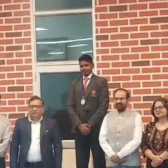Jonathan Gavin on the podium after winning a silver medal at the CBSE Nationals in Haryana, a proud moment for our academy.