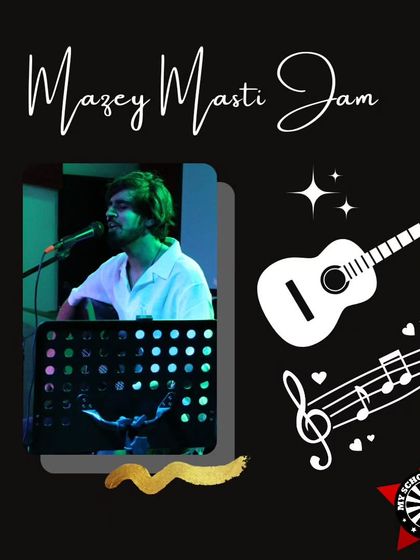 A stylized graphic featuring a performer from our 'Mazey Masti Jam.'