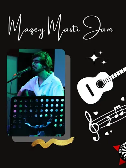 A graphic celebrating our "Mazey Masti Jam" featuring one of our talented performers.