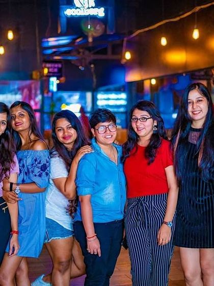 Friends gathered for a Wednesday ladies' night. Mid-week parties are a great way to break up the routine and recharge.