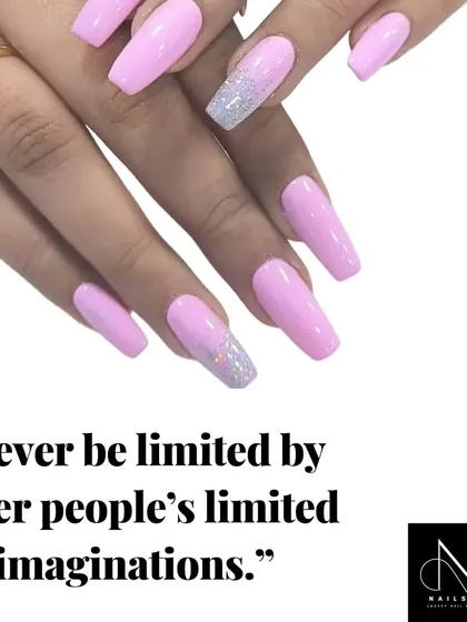 "Never be limited by other people's limited imaginations." This soft pink and silver glitter set is a reminder to dream big.