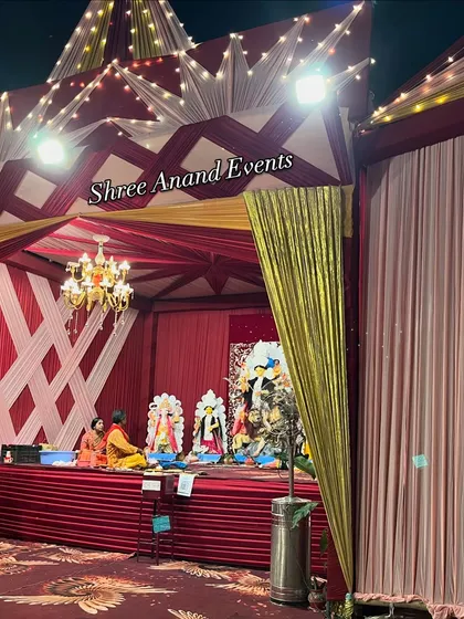 Another angle of the religious ceremony stage, showing the intricate draping and lighting we use to create a divine atmosphere.