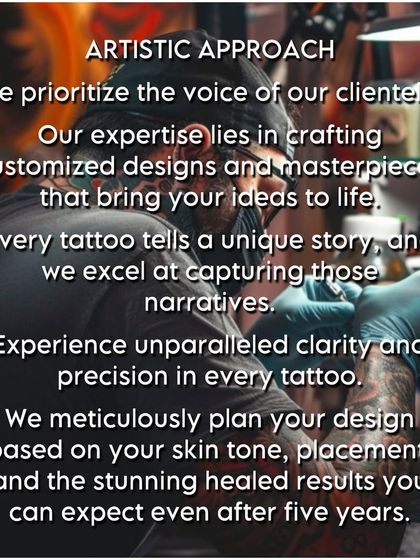 Our artistic approach is client-first. We listen to your story and meticulously plan your design based on your skin tone and placement to ensure stunning, long-lasting results.