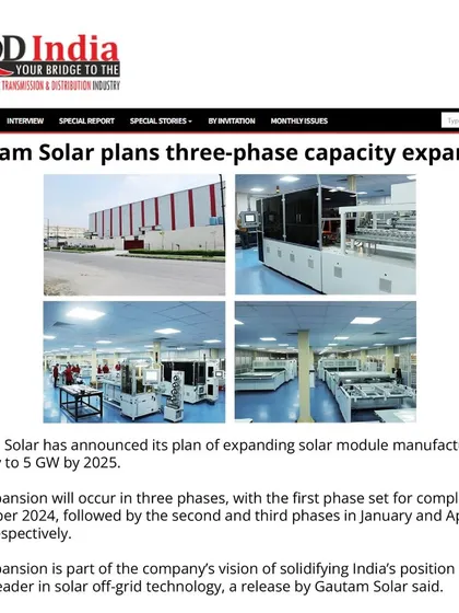 T&D India reported on our three-phase capacity expansion plan to reach 5 GW by 2025. The first phase is set for completion in November 2024, followed by the second and third phases in January and April 2025.