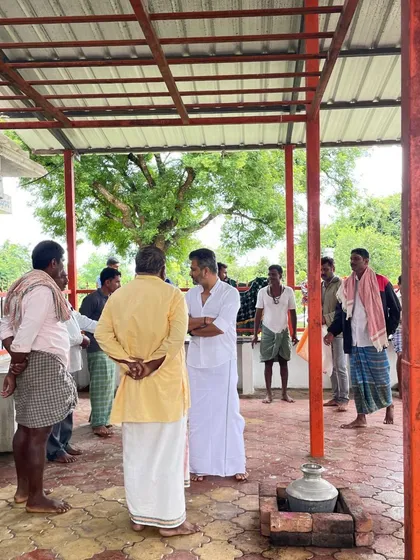 A quiet moment of conversation with local farmers and residents at a temple premises in the Hirur area. Understanding the spiritual and cultural fabric of our community is integral to my work.