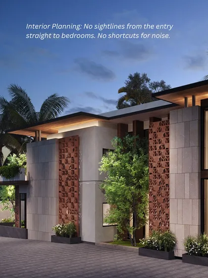 These images illustrate our philosophy on creating privacy through architecture. We use strategies like zoning, landscaping, and layered boundaries to create homes that feel like a private sanctuary, even in a busy city.