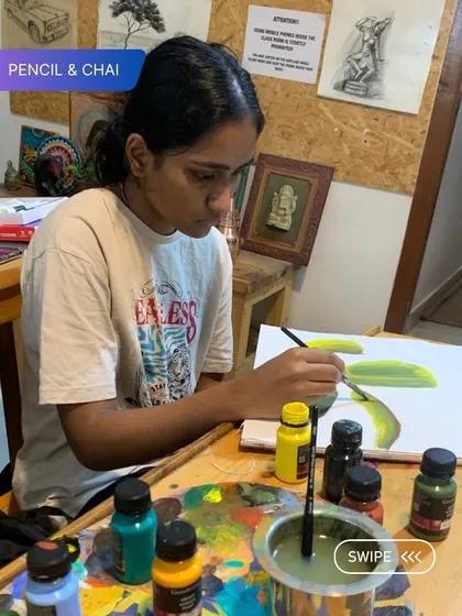 A student finds solace and focus in her acrylic painting. Our sessions are designed to be a creative escape, helping you find calm and purpose even in the midst of a busy life.