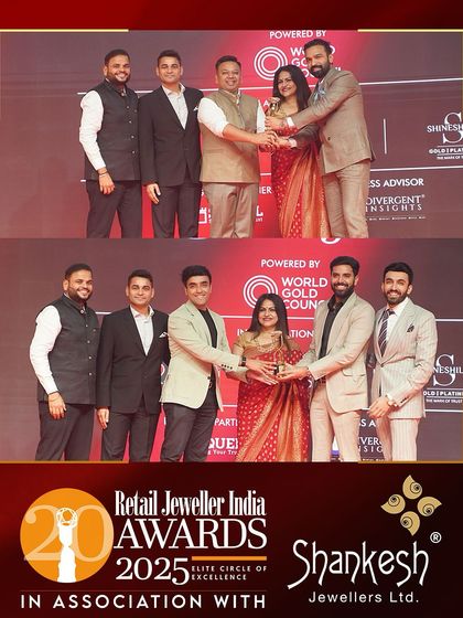 Our team celebrating at the Retail Jeweller India Awards 2025, an event that honors the pinnacle of excellence in India's jewellery retail industry.