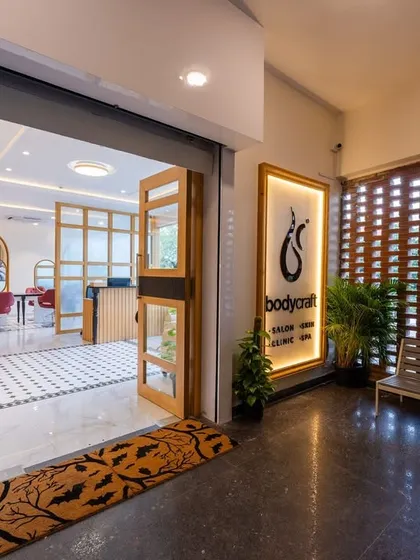 The entrance to our Yelahanka clinic, where expert dermatological care awaits. We are conveniently located and ready to help you start your journey to radiant, healthy skin and hair.