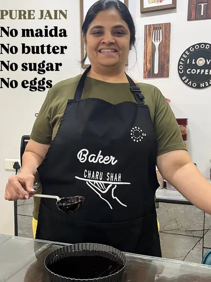 This is me in my element! I am a home baker who is so grateful to have gone viral for my healthy and Jain-friendly desserts. I am proud to offer treats that are pure and delicious.
