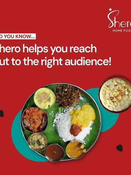 Did you know we help you reach the right audience? This graphic, featuring a delicious South Indian thali, reminds partners that we have the platform and customer base to ensure your food finds its audience.