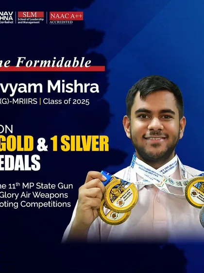 We are proud to congratulate our student Divyam Mishra for his incredible haul of 3 Gold and 1 Silver medals at the 11th MP State Gun For Glory Air Weapons Shooting Competitions.