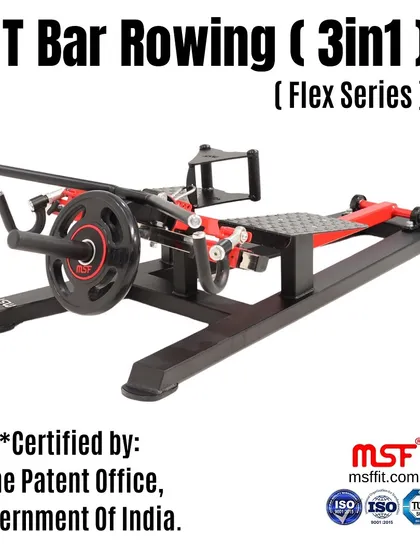 Our patented 3-in-1 T-Bar Rowing machine, certified by the Government of India. We take pride in our innovative, locally designed and manufactured equipment.