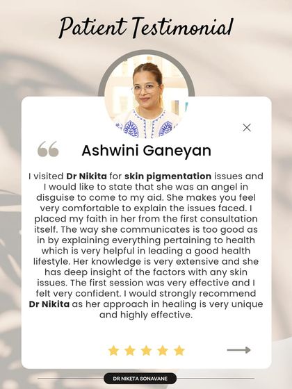 "An angel in disguise." I was so touched by this review. My goal is to make every patient feel comfortable enough to share their concerns, and my unique healing approach combines deep dermatological knowledge with a holistic health perspective.
