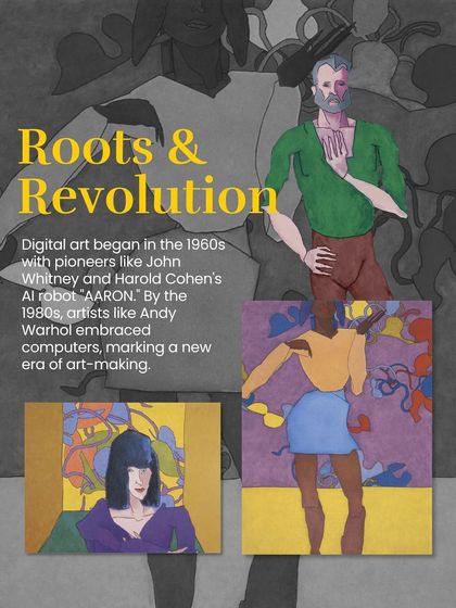 A look at the roots and revolution of digital art, from pioneers like John Whitney to artists like Andy Warhol who embraced computers, marking a new era of art-making.